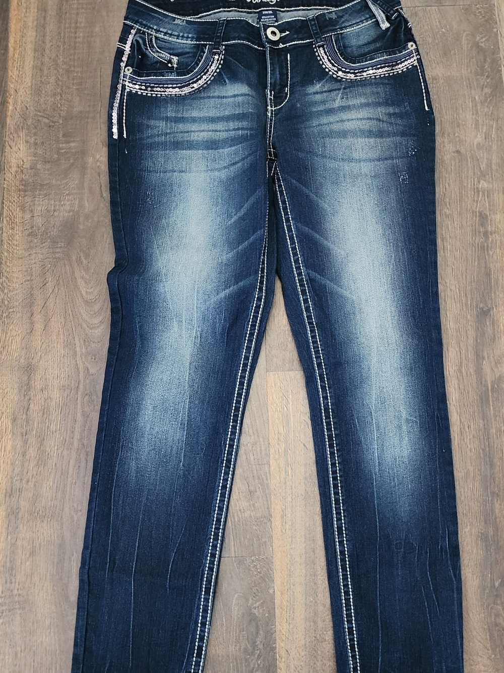 Vanity Dark Blue Skinny Jeans with Contrast Stitching